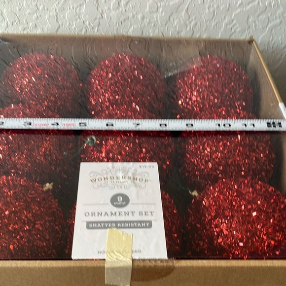 Wondershop: 9 Red Glitter Ornament Set - Picture 7 of 11